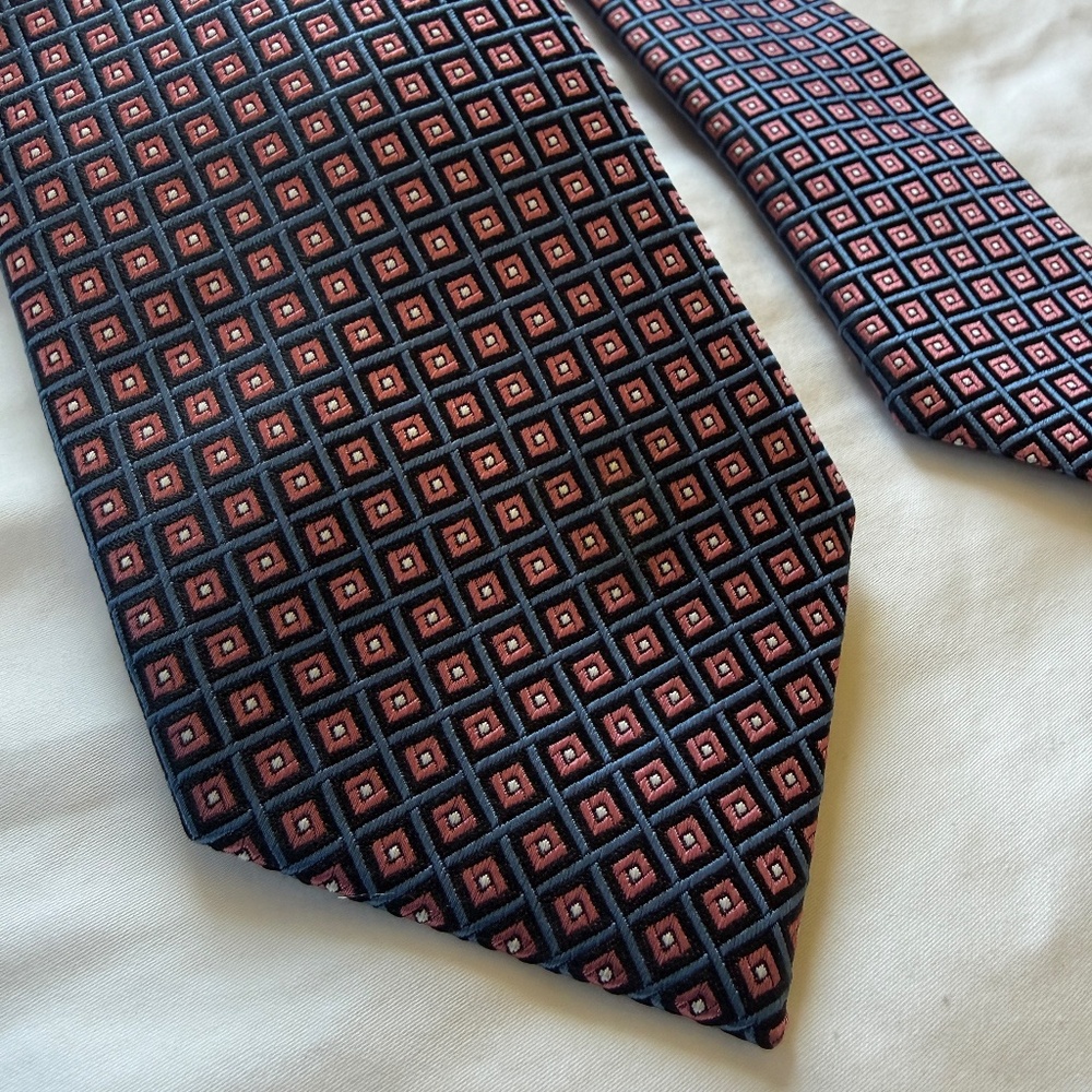 Ermenegildo Zegna Silk Tie Blue Geometric Squares